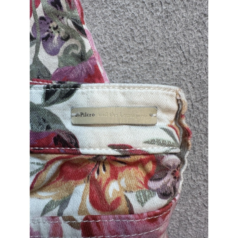 Pilcro And The Letterpress Mid Rise Skinny Jeans Womens 30 Floral Stretch Denim - Picture 14 of 15